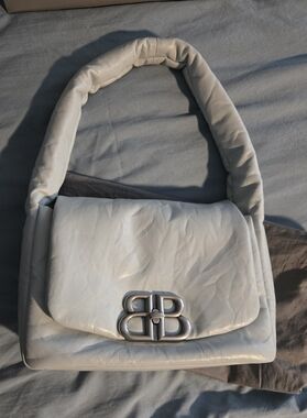 Authentic Balenciaga Blue Gray Monaco Shoulder Bag NWT